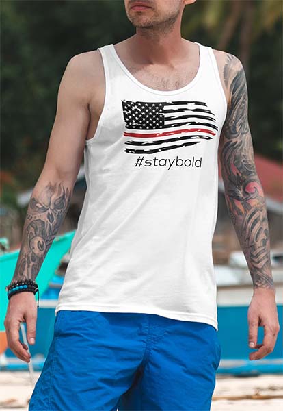 American Flag With Red Line Tank Top