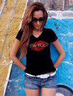 Women's V-Neck Lips Design