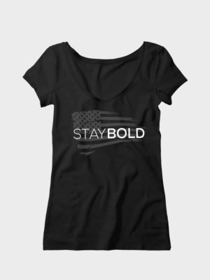 Women's V-Neck Grey Flag Design